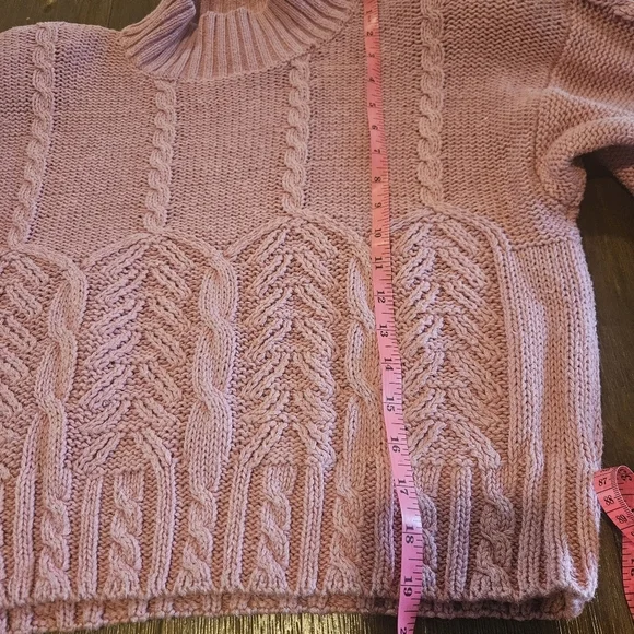 IDIOMS VINTAGE 80s WOMEN'S PINK CHUNKY CABLE KNIT TURTLENECK SWEATER SIZE MEDIUM - Picture 9 of 9